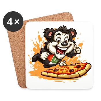 Pizza Panda Sprint - Untersetzer (4er-Set) - Weiß - Vorne