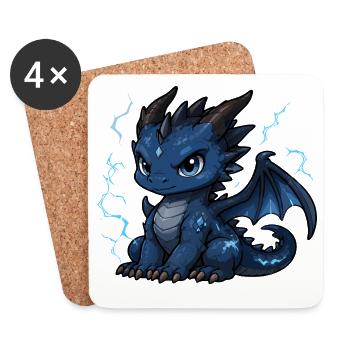 Blau Blitzdrache - Untersetzer (4er-Set) - Weiß - Vorne