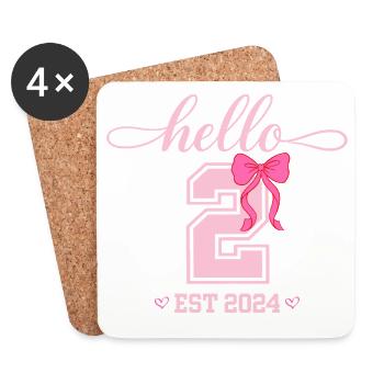 Hello 2 Est 2024 Pink Bow Design - Coasters (set of 4) - white - Front