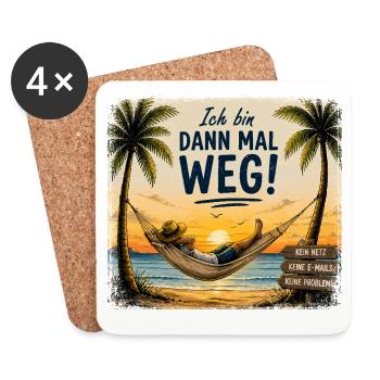  Ich Bin Dann Mal Weg Kein Netz Keine Emails Keine - Untersetzer (4er-Set) - Weiß - Vorne