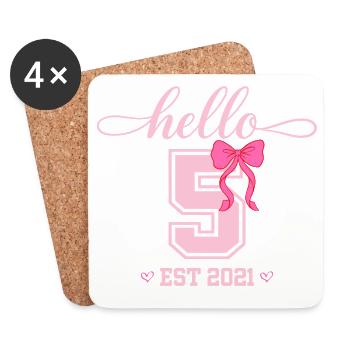 Bonjour 5 Est 2021 Girl Birthday Design - Dessous de verre (lot de 4) - blanc - Devant