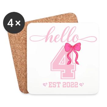 Bonjour 4 Est 2022 Girl Birthday Design - Dessous de verre (lot de 4) - blanc - Devant