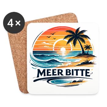 Meer Bitte Sonnenuntergang Strand Urlaub - Untersetzer (4er-Set) - Weiß - Vorne
