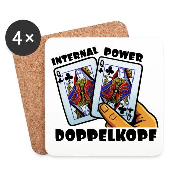 Doppelkopf: Geistige Stärke - Untersetzer (4er-Set) - Weiß - Vorne