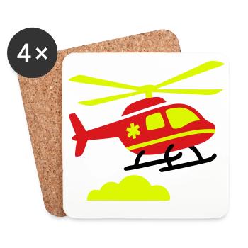 Rettungshubschrauber Notarzt - Untersetzer (4er-Set) - Weiß - Vorne