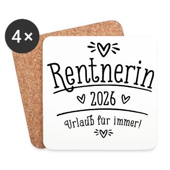 Rentnerin 2026 Urlaub für immer Geschenk zur Rente - Untersetzer (4er-Set) - Weiß - Vorne