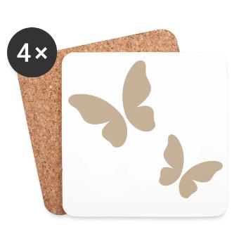 Motif papillon beige - Dessous de verre (lot de 4) - blanc - Devant