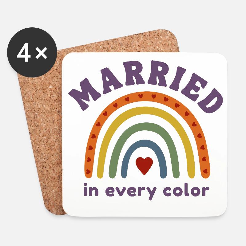 Married in every Color Pride Regenbogen Design - Untersetzer (4er-Set) - Weiß