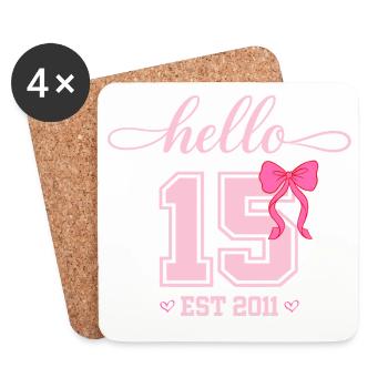 Bonjour 15 Est 2011 Girl Birthday Design - Dessous de verre (lot de 4) - blanc - Devant