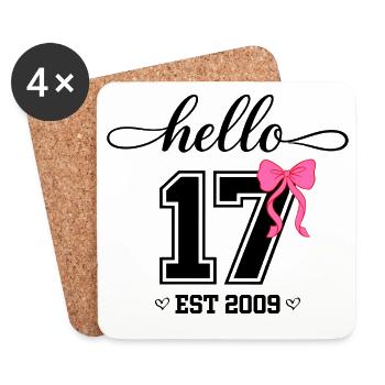 Bonjour 17 Est 2009 Girl Birthday Design - Dessous de verre (lot de 4) - blanc - Devant