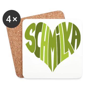 Schmilka, Bad Schandau Cœur design en nuances de vert - Dessous de verre (lot de 4) - blanc - Devant