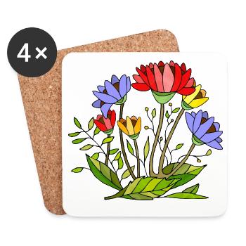 Blumen - Untersetzer (4er-Set) - Weiß - Vorne