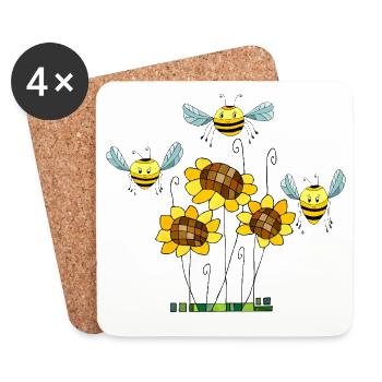 Insectes - Dessous de verre (lot de 4) - blanc - Devant