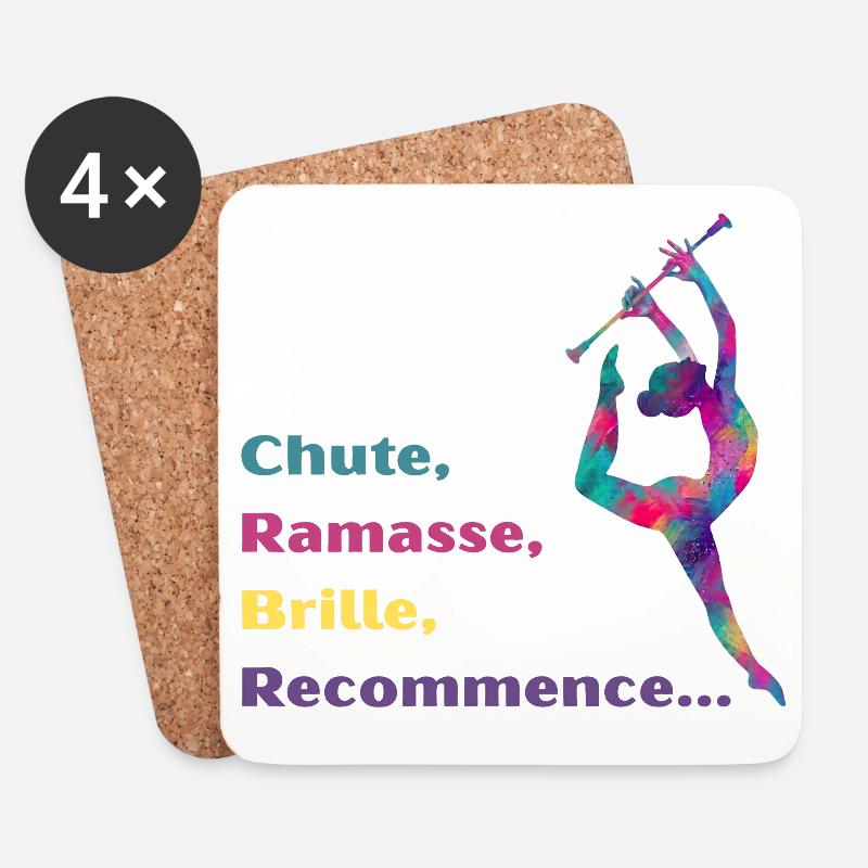 Chute-_Ramasse-_Recommence-- - Dessous de verre (lot de 4) - blanc