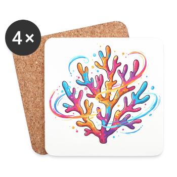 Colorful coral pattern - Coasters (set of 4) - white - Front