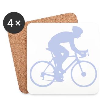 Cyclist silhouette in pastel blue - Coasters (set of 4) - white - Front