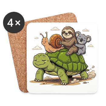 Schildkröte Schnecke Faultier Koala Anti-Stress - Untersetzer (4er-Set) - Weiß - Vorne