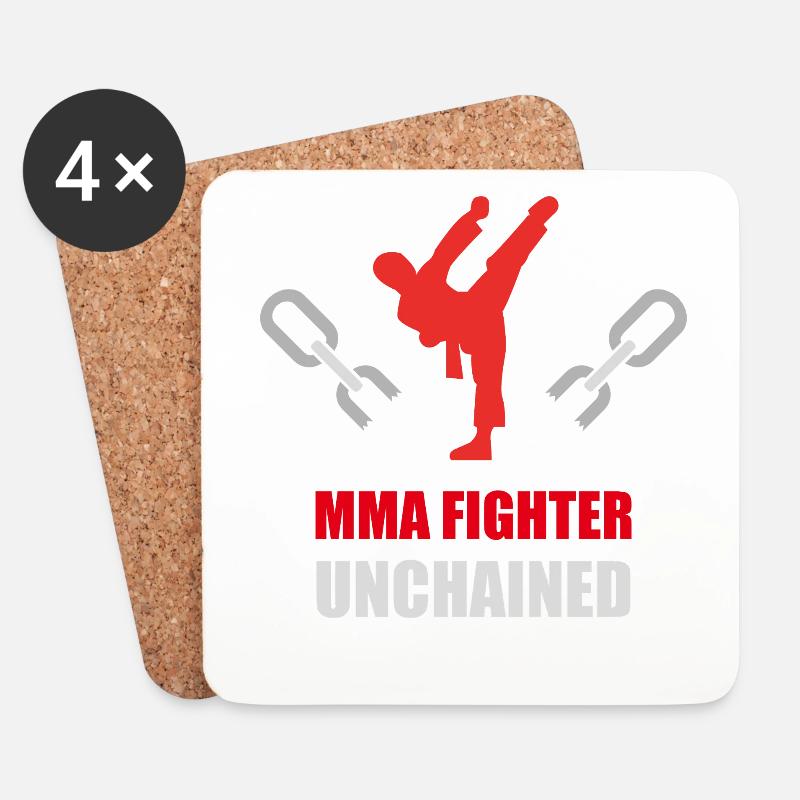 MMA Cage Fighter Kampfsport - Untersetzer (4er-Set) - Weiß