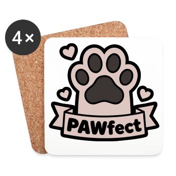 Pfote Pawfect Banner Textfeld - Untersetzer (4er-Set) - Weiß - Vorne