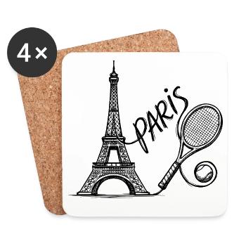Paris Tennis Tournament Shirt, Retro Tennis Fashion - Coasters (set of 4) - white - Front