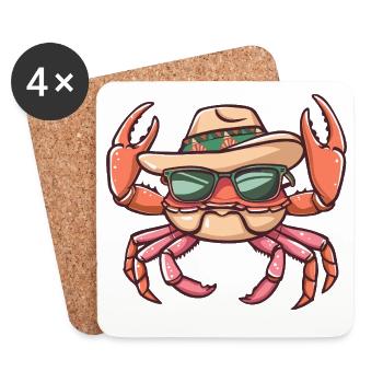 Crab Crab Funny Sombrero - Coasters (set of 4) - white - Front