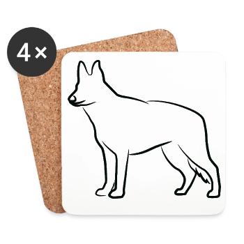 Schäferhund Skizze - Untersetzer (4er-Set) - Weiß - Vorne
