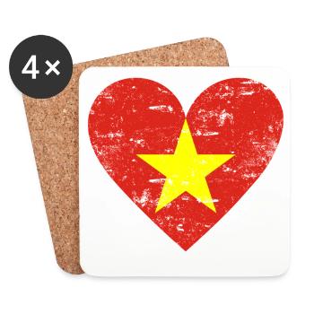 Cœur du Vietnam utilisé - Dessous de verre (lot de 4) - blanc - Devant