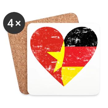 Vietnam, Allemagne, cœur utilisé - Dessous de verre (lot de 4) - blanc - Devant