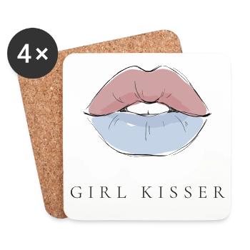LGBTQ Pride Month - Lesbian Pride - Girl Kisser - Coasters (set of 4) - white - Front