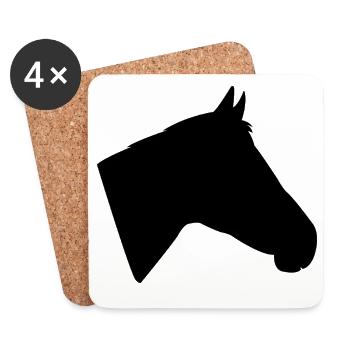 Tête de cheval - Dessous de verre (lot de 4) - blanc - Devant