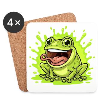 Lime Frosch Splash Cartoon - Untersetzer (4er-Set) - Weiß - Vorne