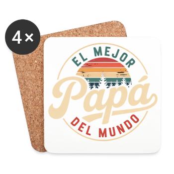 l Mejor Papá del Mundo Vintage Sunset - Untersetzer (4er-Set) - Weiß - Vorne
