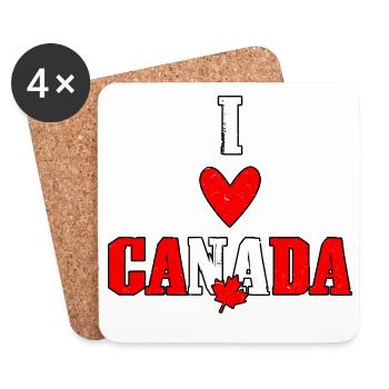 J’aime le Canada Cœur Canadien Fier - Dessous de verre (lot de 4) - blanc - Devant
