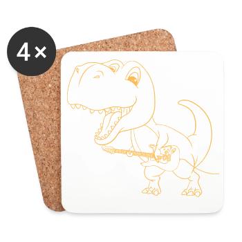 T Rex Guitar T-Shirt Gift Humor - Coasters (set of 4) - white - Front
