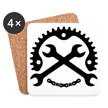 Bike Mechanic – Chainring Logo - Coasters (set of 4) - white - Front