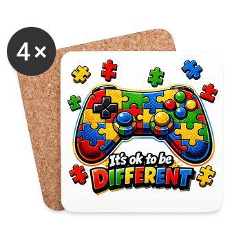 Autisme Gamer Manette Jeux Vidéo - Dessous de verre (lot de 4) - blanc - Devant