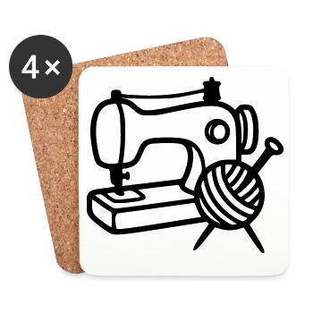 Sewing Machine Wool Knitting Sewing Handmade - Coasters (set of 4) - white - Front