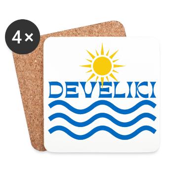 Develiki Sonnenaufgangswellen-Emblem - Untersetzer (4er-Set) - Weiß - Vorne
