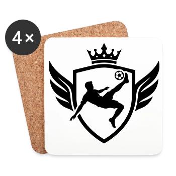Fussballer Fallrückzieher Wappen - Untersetzer (4er-Set) - Weiß - Vorne