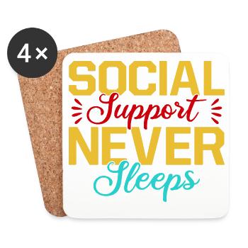 Social Worker Quote Support Never Sleeps Social - Untersetzer (4er-Set) - Weiß - Vorne