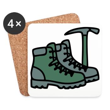 Wanderschuhe Eispickel Bergsteiger Alpen Wanderer - Coasters (set of 4) - white - Front