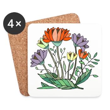 Fleur - Dessous de verre (lot de 4) - blanc - Devant