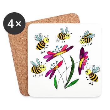 Insectes - Dessous de verre (lot de 4) - blanc - Devant