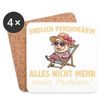 Endlich Pensionärin Schaf Abschied Kollegin - Untersetzer (4er-Set) - Weiß - Vorne