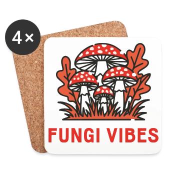Toadstool Fungi Vibes Saying Mushrooms Autumn Forest - Coasters (set of 4) - white - Front
