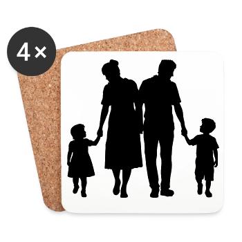 Familie Silhouette Liebe Kinder Eltern Mama Papa - Untersetzer (4er-Set) - Weiß - Vorne