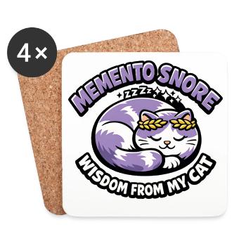 Chat Ronflement Souvenir Laurier Violet - Dessous de verre (lot de 4) - blanc - Devant
