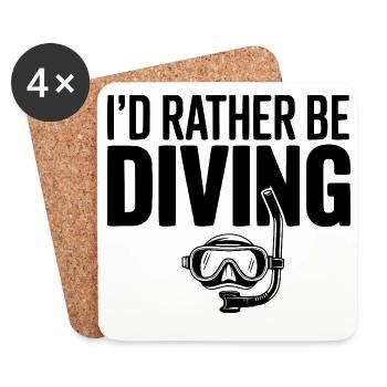 I'd Rather Be Diving - Coasters (set of 4) - white - Front