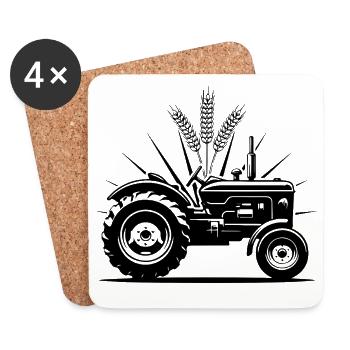 Traktor Landwirtschaft Weizen Ernte Feld - Untersetzer (4er-Set) - Weiß - Vorne