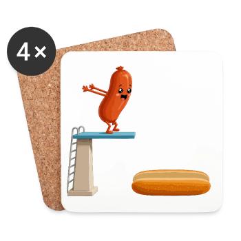 Hot Dog, Sausages, BBQ, Grilling, Griller - Coasters (set of 4) - white - Front